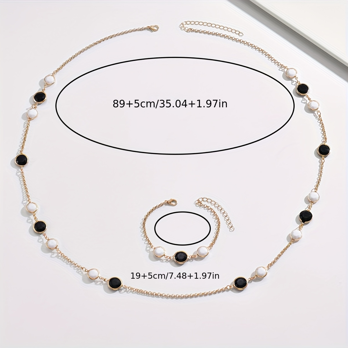 2pc Elegant Geometric Necklace & Bracelet Set